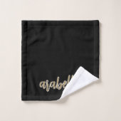 Sleek Black Design mit Gold-Script Badhandtuch Set (Waschlappen)