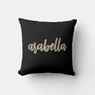 Sleek Black Design mit Gold-Script Kissen
