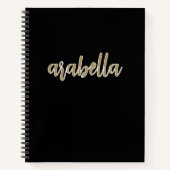 Sleek Black Design mit Gold-Script Notizblock (Vorderseite)