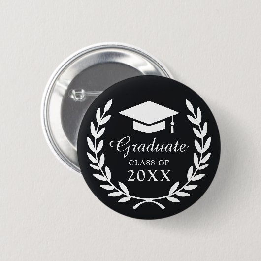 Sleek Black-Gedenk-Abschluss-Klassenemblem Button (Vorne & Hinten)