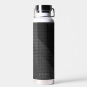 Sleek Black Geometric Initials Sports  Trinkflasche (Rückseite)