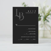 Sleek Black Geometric Wedding RSVP Card (Stehend Vorderseite)