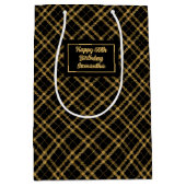 Sleek Black Gold 50th Birthday Gift Bag Idea Mittlere Geschenktüte (Vorderseite)
