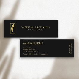 Sleek Black & Gold Feather Foto QR Code Notar Mini Visitenkarte