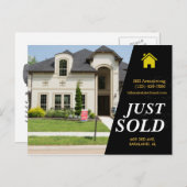 Sleek black Just Sold fett text real Anwesen Anzei Postkarte (Vorne/Hinten)