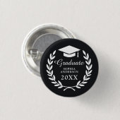 Sleek Black Laurel Wreath Emblem Abschluss Prix Button (Vorne & Hinten)