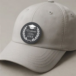 Sleek Black Laurel Wreath Emblem Abschluss Prix Button