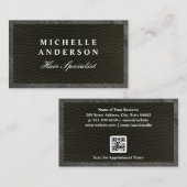 Sleek Black Leather | Schiefer Trim | QR-Code Terminkarte (Vorne/Hinten)