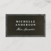 Sleek Black Leather | Schiefer Trim | QR-Code Terminkarte (Vorderseite)