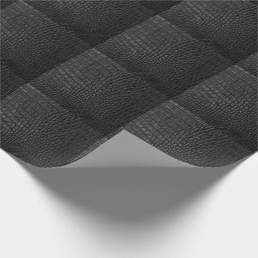 Sleek Black: Leather Texture Elegance Geschenkpapier (Ecke)