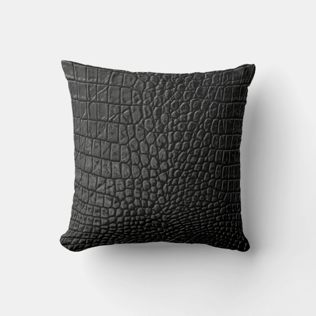 Sleek Black: Leather Texture Elegance Kissen (Vorderseite)