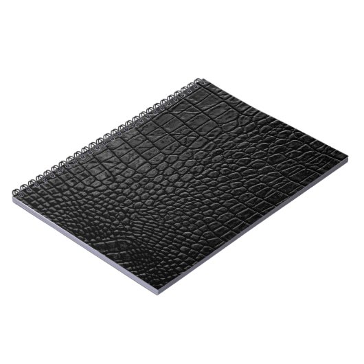 Sleek Black: Leather Texture Elegance Notizblock (Linke Seite)