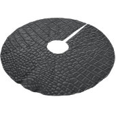 Sleek Black: Leather Texture Elegance Polyester Weihnachtsbaumdecke (Schrägansicht)