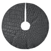 Sleek Black: Leather Texture Elegance Polyester Weihnachtsbaumdecke (Vorderseite)