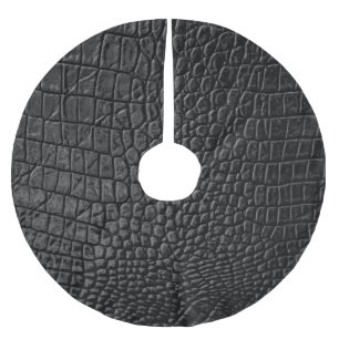 Sleek Black: Leather Texture Elegance Polyester Weihnachtsbaumdecke
