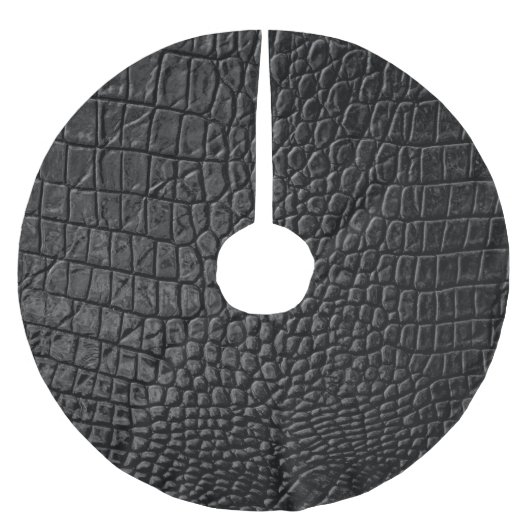 Sleek Black: Leather Texture Elegance Polyester Weihnachtsbaumdecke (Vorderseite)