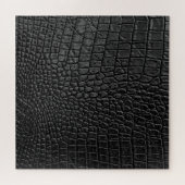 Sleek Black: Leather Texture Elegance Puzzle (Horizontal)