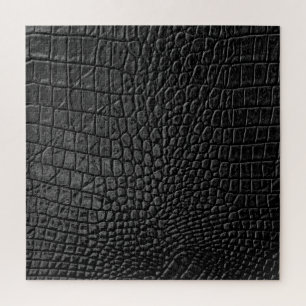 Sleek Black: Leather Texture Elegance Puzzle