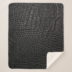 Sleek Black: Leather Texture Elegance Sherpadecke