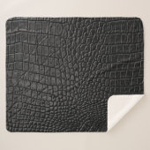 Sleek Black: Leather Texture Elegance Sherpadecke (Vorderseite (Horizontal))