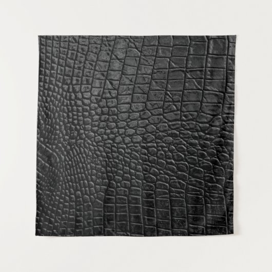 Sleek Black: Leather Texture Elegance Wandteppich (Vorderseite (Horizontal))