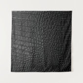 Sleek Black: Leather Texture Elegance Wandteppich (Vorderseite)
