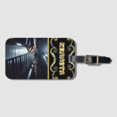 Sleek Black Lighter mit detaillierter Piano Kunst Gepäckanhänger (Vorderseite (Horizontal))