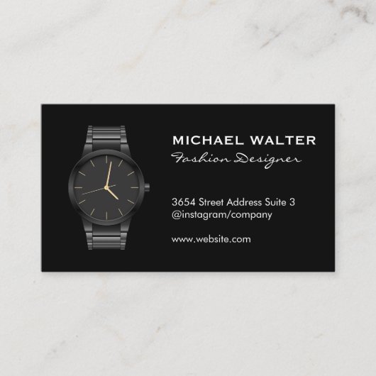 Sleek Black Luxury Watch Visitenkarte (Vorderseite)