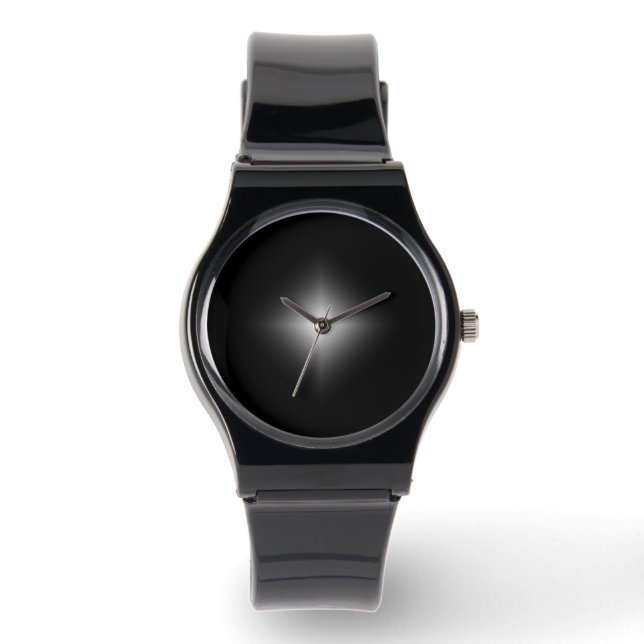 Sleek Black Minimalistisch Wristwatch - Modern Uni Armbanduhr (Vorderseite)