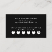 Sleek Black Modern Hearts Customer Loyalty Cards Treuekarte (Vorderseite)