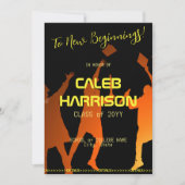 Sleek Black Modern Tech Abschluss Einladung (Vorderseite)