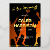 Sleek Black Modern Tech Abschluss Folieneinladung (Vorderseite)