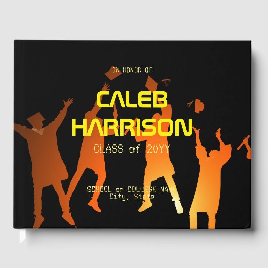 Sleek Black Modern Tech Abschluss Gästebuch (Vorderseite)