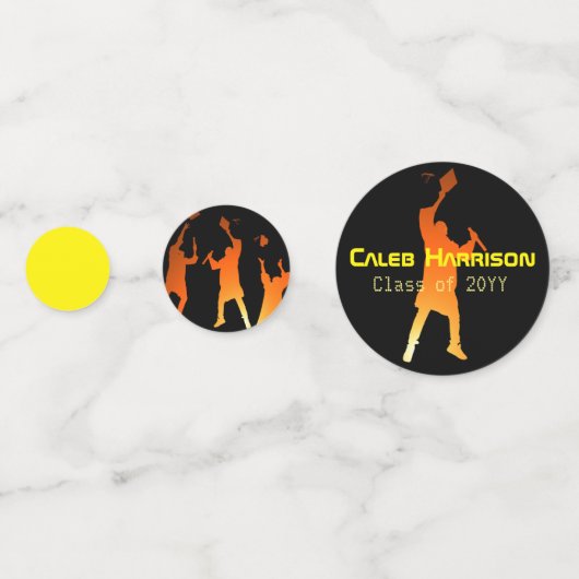 Sleek Black Modern Tech Abschluss Konfetti (Rückseiten)