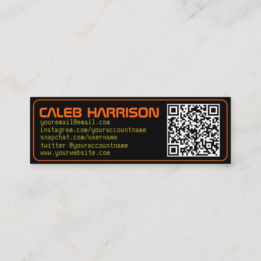 Sleek Black Modern Tech Abschluss Mini Visitenkarte (Rückseite)