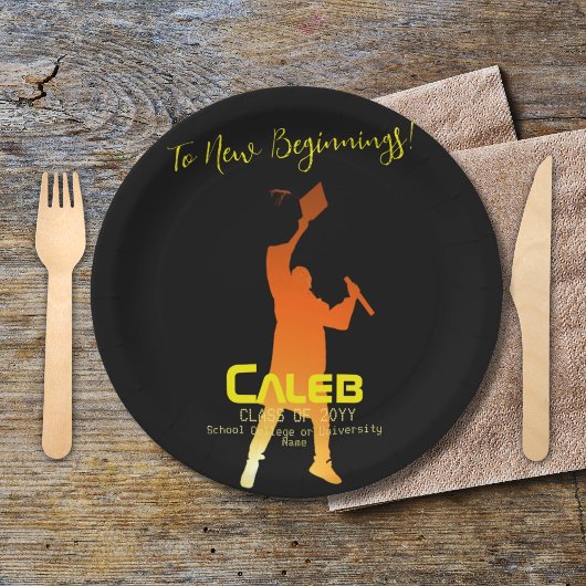 Sleek Black Modern Tech Abschluss Pappteller