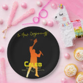 Sleek Black Modern Tech Abschluss Pappteller (Party)