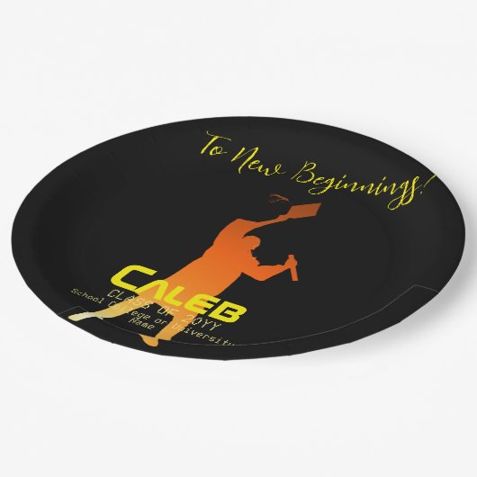 Sleek Black Modern Tech Abschluss Pappteller (Schrägansicht)