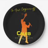 Sleek Black Modern Tech Abschluss Pappteller (Vorderseite)