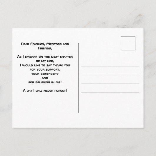 Sleek Black Modern Tech Abschluss Postkarte (Rückseite)