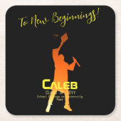 Sleek Black Modern Tech Abschluss Rechteckiger Pappuntersetzer (Vorderseite)