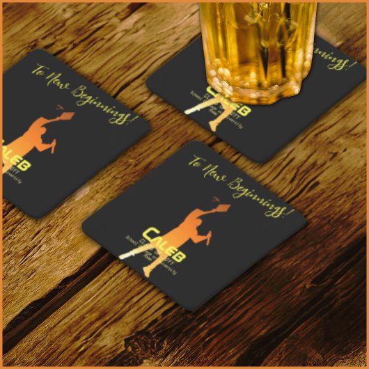 Sleek Black Modern Tech Abschluss Rechteckiger Pappuntersetzer