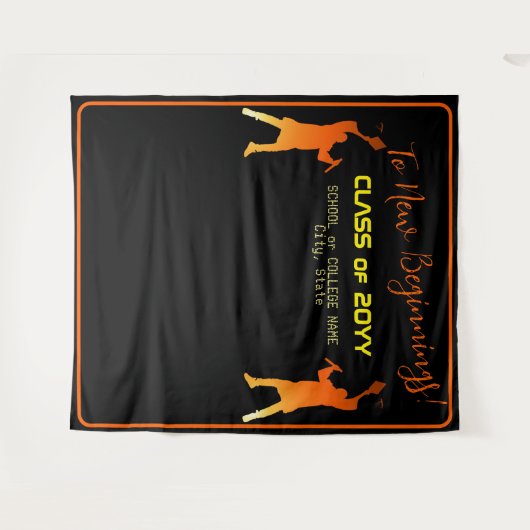 Sleek Black Modern Tech Abschluss Wandteppich (Vorderseite (Horizontal))