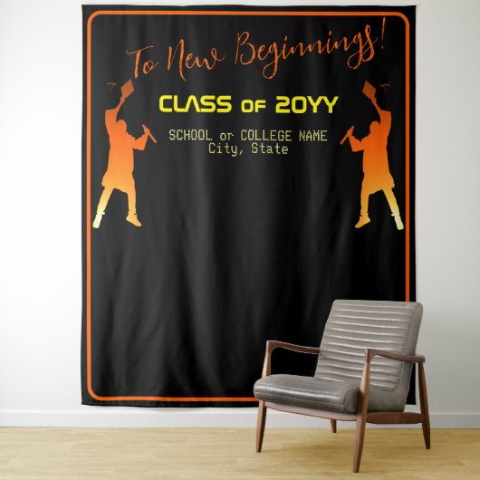 Sleek Black Modern Tech Abschluss Wandteppich (Beispiel)