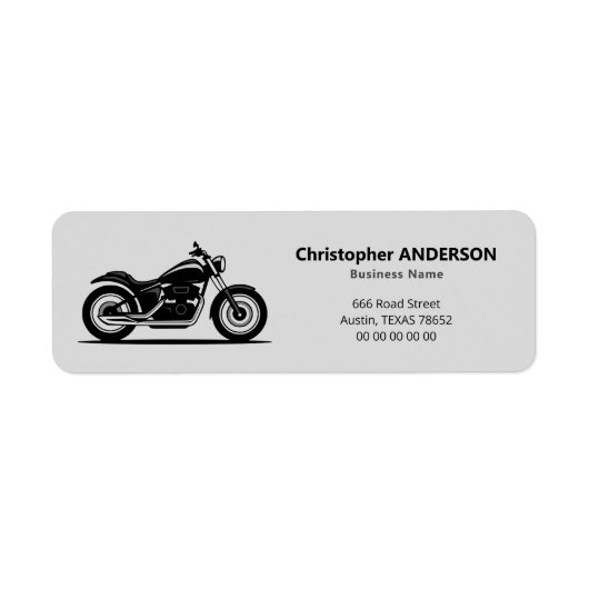 Sleek Black Motorcycle Return Address Label (Vorne)