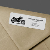 Sleek Black Motorcycle Return Address Label