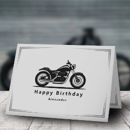 Sleek Black Motorcycle Silhouette Birthday Card Karte