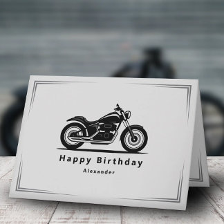 Sleek Black Motorcycle Silhouette Birthday Card Karte