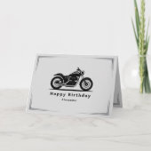 Sleek Black Motorcycle Silhouette Birthday Card Karte (Vorderseite)