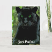 Sleek Black Panther Cat mit grünen Augen Karte (Vorderseite)